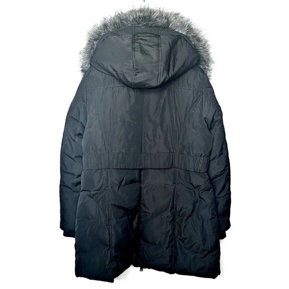Lily Morgan Winter Parka Hooded Coat Removable Faux Fur Trim Black Womens Sz XL - Picture 2 of 14